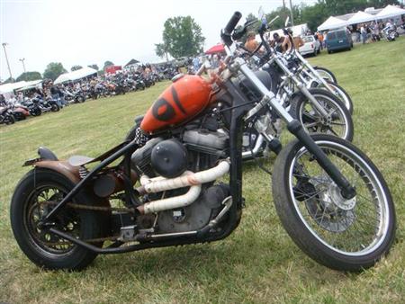 red harley chopper